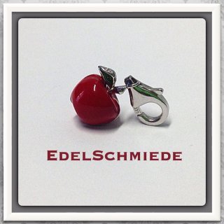 Edelschmiede925 roter Apfel als Charm Anhänger Silber 925