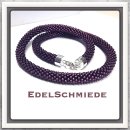 Edelschmiede925 Häkelkette, dunkelviolett - matt, 925/- Verschluß 45cm