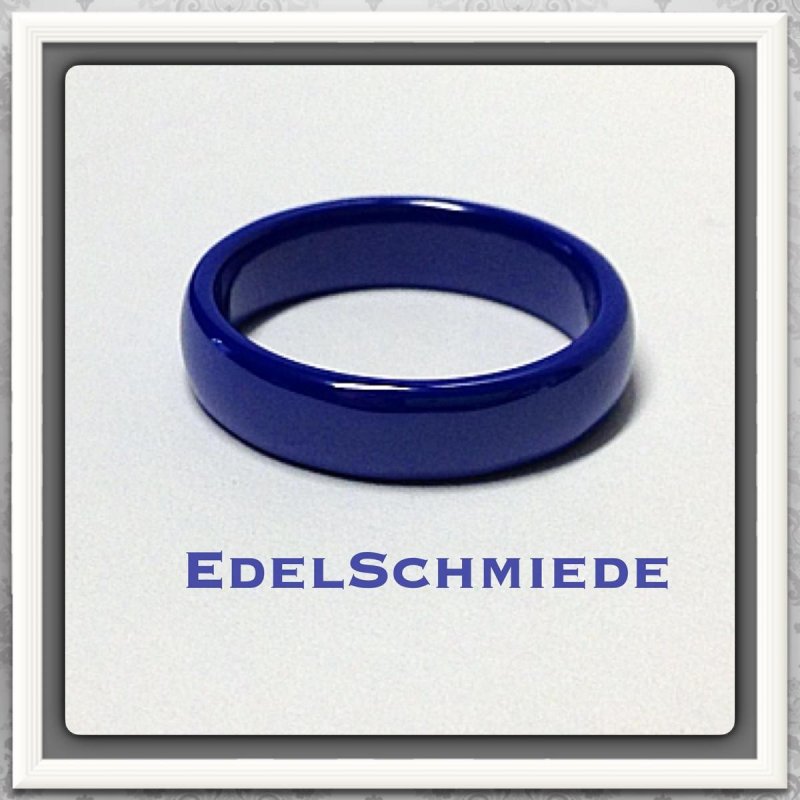 Edelschmiede925 Keramik Ring halbrund blau 5 mm Ringgröße  56