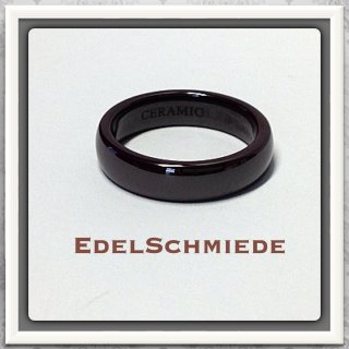 Edelschmiede925 Keramik Ring halbrund braun 5 mm...