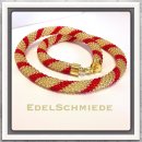 Edelschmiede925 Häkelkette in rot mit goldfarb....