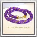 Edelschmiede925 Häkelkette in lila mit goldfarb....