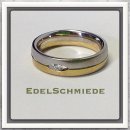 Edelschmiede925 breiter 585 Gold bicolor Ring mit Brillant 0,05 ct