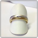 Edelschmiede925 breiter 585 Gold bicolor Ring mit Brillant 0,05 ct
