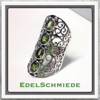 Edelschmiede925 breiter Ring 925 Silber mit Peridot...