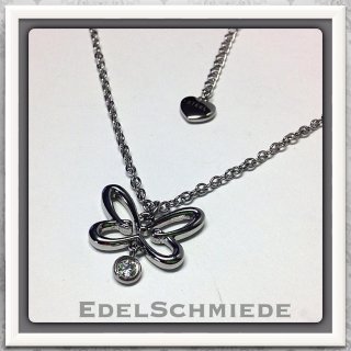 Edelschmiede925 Halskette aus Edelstahl mit Schmetterling...