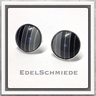 Edelschmiede925 Ohrstecker Silber 925 Grau Farbverlauf  12 mm