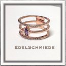Edelschmiede925 Silberring rosévergoldet mit Zirk...