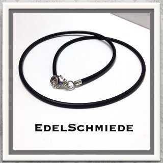 Edelschmiede925 Kautschukband schwarz 925 Silber 50 cm