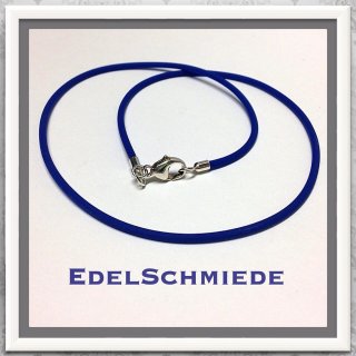 Edelschmiede925 Kautschukband blau 925 Silber 42 cm