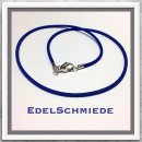 Edelschmiede925 Kautschukband blau 925 Silber 50 cm