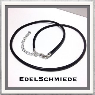 Edelschmiede925 Kautschukband (3mm) schw 925 Silber 50+ Verlängerg