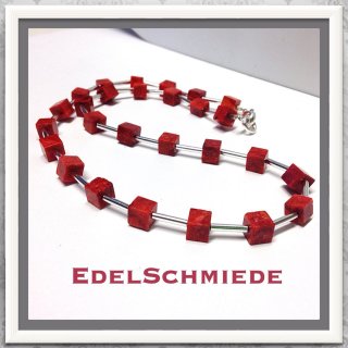 Edelschmiede925 moderne Silberkette mit Schaumkoralle 925...