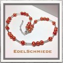 Edelschmiede925 Perlenkette in lachs mit 925 Silber...