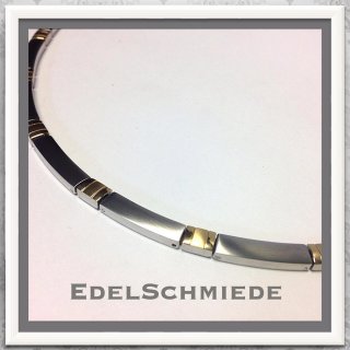 Edelschmiede925 Edelstahl Collier bicolor (vergoldet) matt und pol