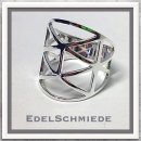 Edelschmiede925 breiter Silberring mit geometr....