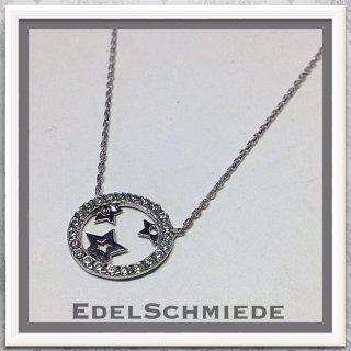 Edelschmiede925 zarte Silberkette 925 rhod mit Sternen u...