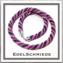 Edelschmiede925 Häkelkette in grau / rosa mit 925...
