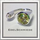 Edelschmiede925 Silberring 925 mit Zirkonia grün und Perle Ringgröße  52