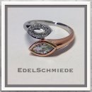 Edelschmiede925 eleganter Silberring 925 teilw. roséverg. m Zirk.