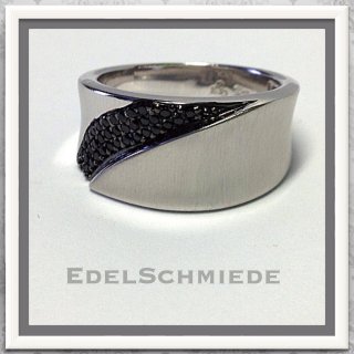 Edelschmiede925 Silberring 925 rhod mit schwarzen...