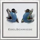 Edelschmiede925 Weißgold Ohrstecker mit blauem Achat 375/- WG Zirk