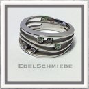 Edelschmiede925 Weißgoldring 585/- mit 5 gefassten Zirkonias Ringgröße  54