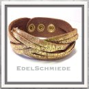 Edelschmiede925 goldenes Lederarmband mit Druckknopf...