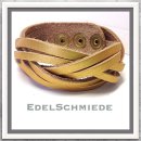 Edelschmiede925 goldenes Lederarmband mit Druckknopf...
