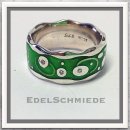 Edelschmiede925 grüner Bandring 925 Silber mit 3...
