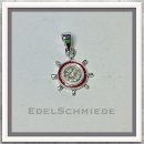 Edelschmiede925 Steuerrad als Kettenanhänger 925 Silber rot / weiß