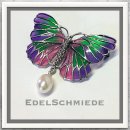 Edelschmiede925 farbiger Schmetterling 925 Silber   Broschanhänger