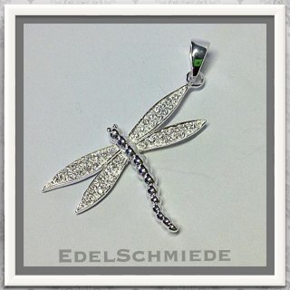 Edelschmiede925 glitzernde Libelle als Anhänger 925 Silber m Zirk.