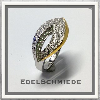 Edelschmiede925 moderner Silberring im bicolor Look 925 m Zirk Ringgröße 55