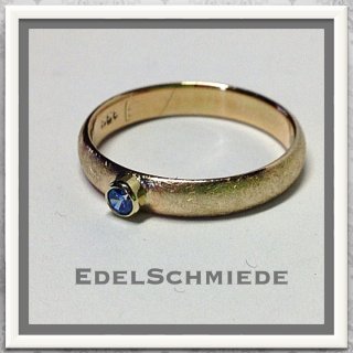 Edelschmiede925 Goldring 333 mit blauem Zirkonia - Ringgröße  60