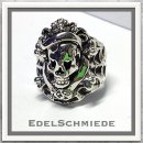 Edelschmiede925 üppiger Silberring mit Totenkopf in...