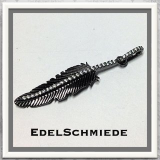 Edelschmiede925 Kettenanhänger in 925 Silber rutheniert - Feder