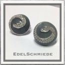 Edelschmiede925 Ohrschmuck in 925 Silber mit Emaille grau + Zirk