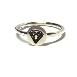 Edelschmiede925 schlichter Ring mit Stempelplatte Diamant...