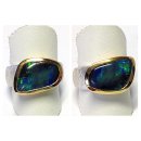 Edelschmiede925 Boulder Opal als Ring in 925 Silber bicolor Ringgröße  55