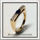 Edelschmiede925 edler Goldring 585 mit Safir und Brillanten Ringgröße  54