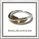 Edelschmiede925 Goldring in 585/- bicolor mit 3 Brillanten Ringgröße  54