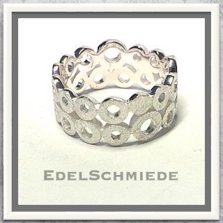 Edelschmiede925 Bandring runde Kreise 925 Silber eismatt Ringgröße  58