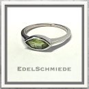 Edelschmiede925 schmaler Silberring rhod mit Peridot navette Ringgröße  58
