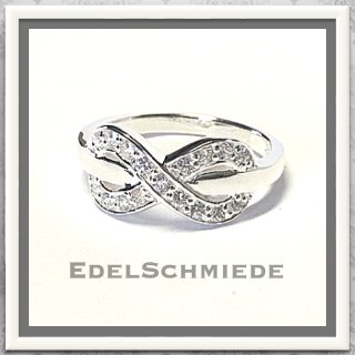 Edelschmiede925 Silberring Unendlichkeitsacht in 925/- +Zirk. Ringgröße 62