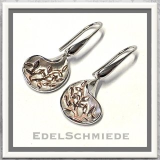 Edelschmiede925 Ohrhänger 925 Silber bicolor mit Lebensbaum Motiv