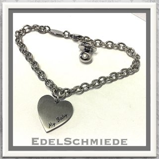 Edelschmiede925 Armband zur Geburt - Edelstahl mit Herz...