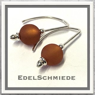 Edelschmiede925 Ohrhänger 925 Silber m brauner Perle (Acryl) matt