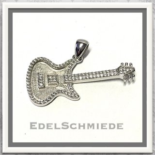 Edelschmiede925 edle Gitarre mit Zirkonia 925 Silber -...