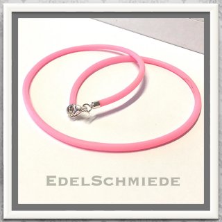 Edelschmiede925 Kautschukband (3mm) pink 925 Silber 45 cm